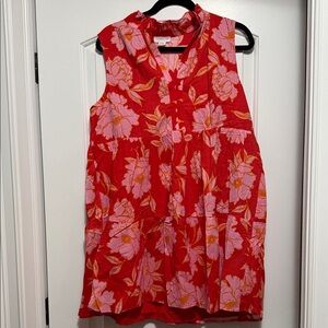 Chic Soul Red and Pink Floral Dress